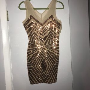 2B Bebe Gold Sequin Dress